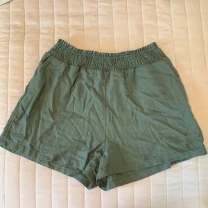 Green Linen Shorts